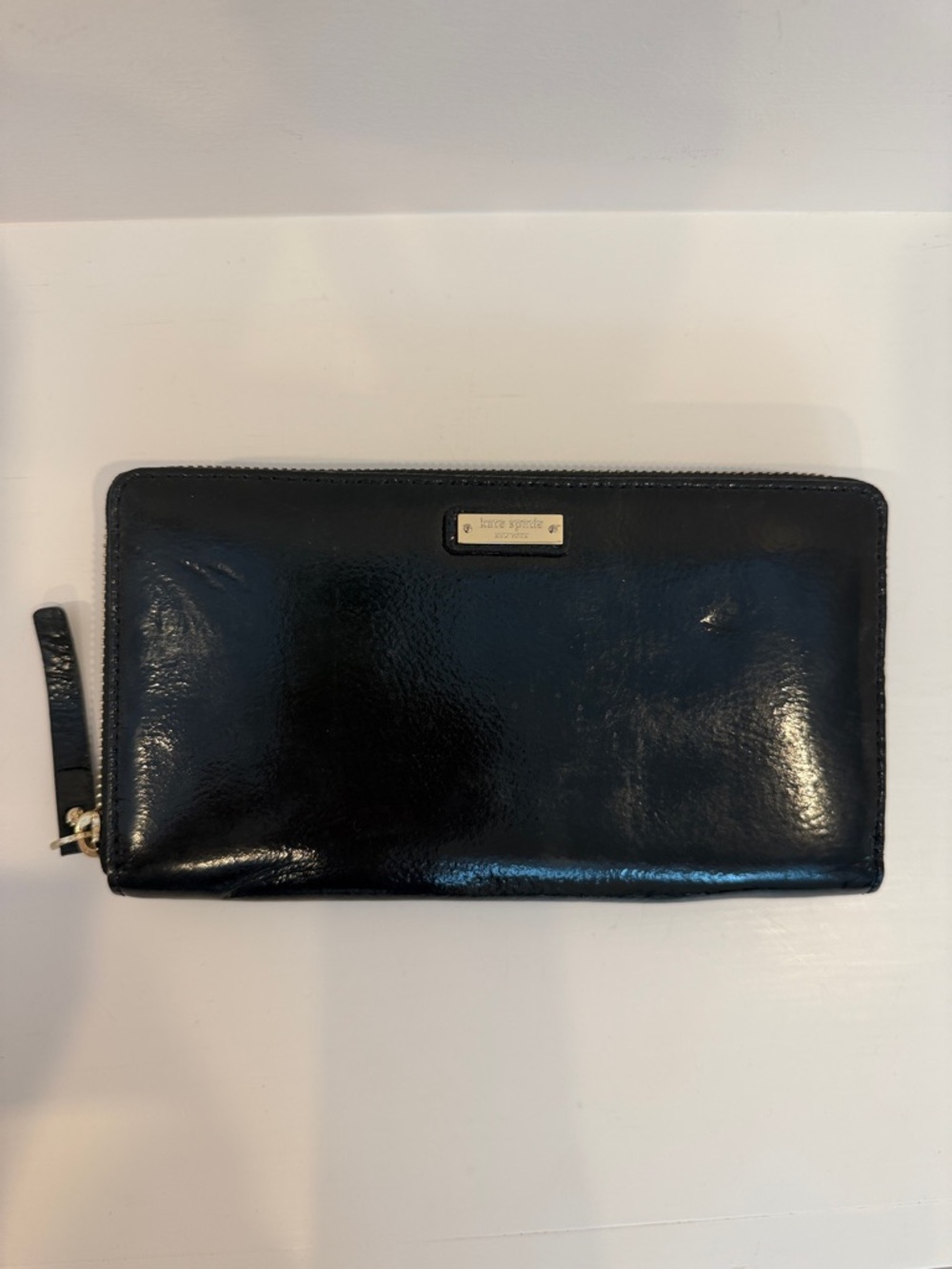 kate spade Black Patent Leather Zip Wallet